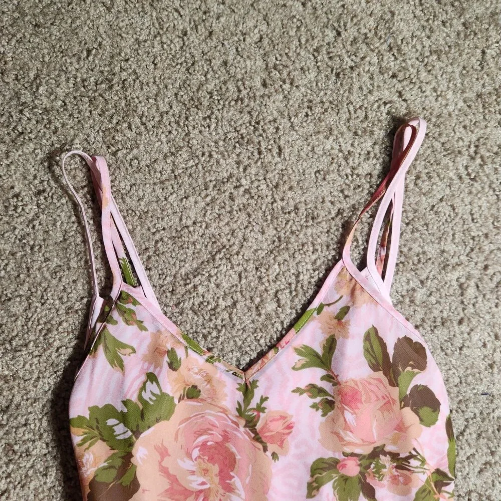 Betsey Johnson Vintage 90s Floral Rose Tori Pink Slip Dress Urban Outfit… - Picture 8 of 16